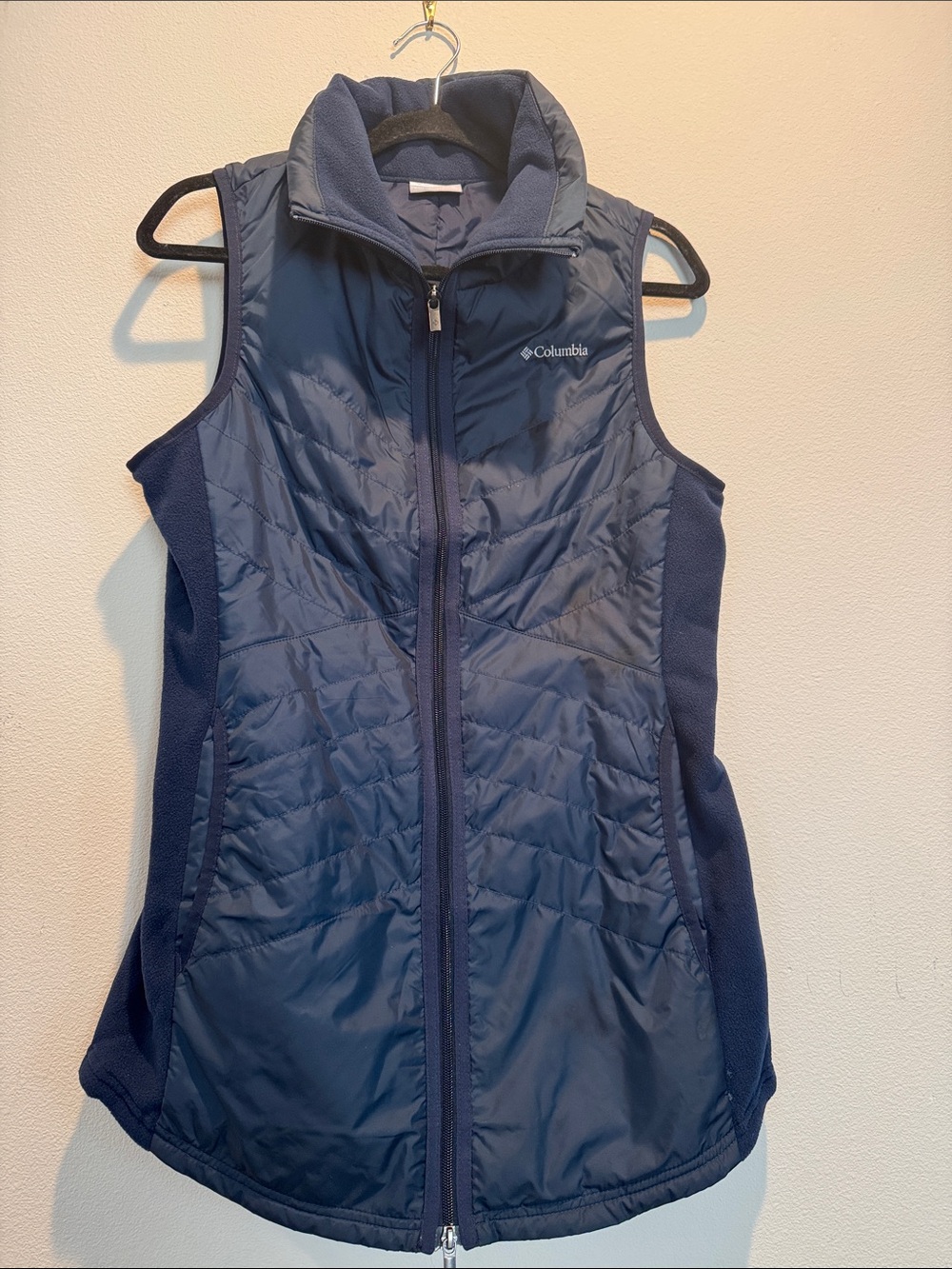 Columbia Women's Navy Quilted Soft-Fleece Collar Vest